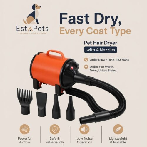 Pet Hair Dryer with Four Nozzles