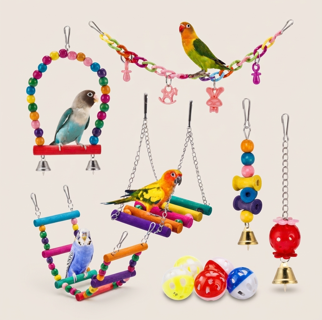 Bird Swing Toys-Parrot Hammock Bell