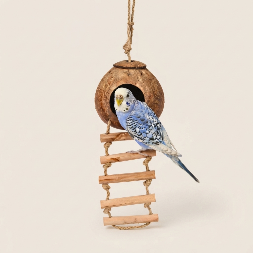 Natural Coconut Bird Toy for Small Birds - Image 2