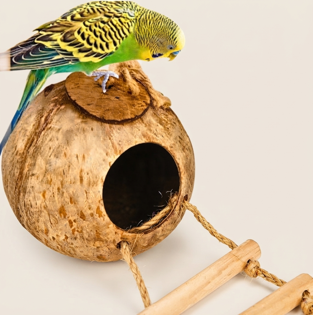 Natural Coconut Bird Toy for Small Birds