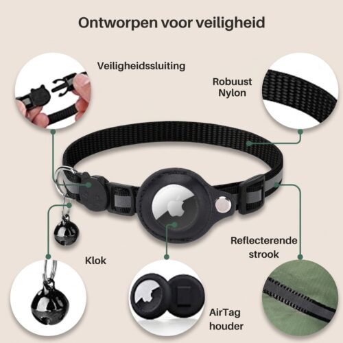 Adjustable Cat Safety Air Tag Collar with Bell